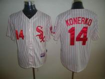 Chicago White Sox -14 Paul Konerko White Red Strip Stitched MLB Jersey