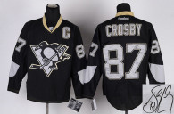 Autographed Pittsburgh Penguins -87 Sidney Crosby Black Ice Stitched NHL Jersey