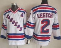 New York Rangers -2 Brian Leetch White CCM Throwback Stitched NHL Jersey