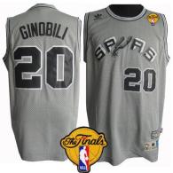 San Antonio Spurs -20 Manu Ginobili Grey Throwback Finals Patch Stitched NBA Jersey