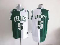 Boston Celtics -5 Kevin Garnett Green White Split Fashion Stitched NBA Jersey