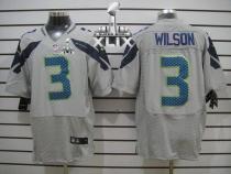 Nike Seattle Seahawks #3 Russell Wilson Grey Alternate Super Bowl XLIX Men‘s Stitched NFL Elite Jers