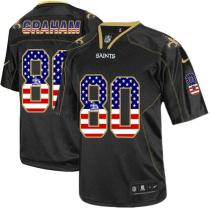 Nike New Orleans Saints #80 Jimmy Graham Black Men's Stitched NFL Elite USA Flag Fashion Jersey
