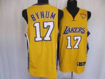 Los Angeles Lakers -17 Andrew Bynum Stitched Yellow Final Patch NBA Jersey