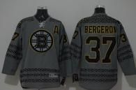 Boston Bruins -37 Patrice Bergeron Charcoal Cross Check Fashion Stitched NHL Jersey