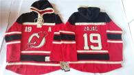 New Jersey Devils -19 Travis Zajac Red Sawyer Hooded Sweatshirt Stitched NHL Jersey