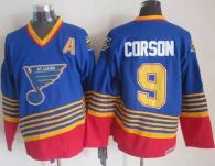 St Louis Blues -9 Shayne Corson Light Blue Red CCM Throwback Stitched NHL Jersey