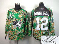 Autographed San Jose Sharks -12 Patrick Marleau Camo Veterans Day Practice NHL Jersey