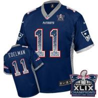 Nike New England Patriots -11 Julian Edelman Navy Blue Team Color Super Bowl XLIX Champions Patch Me