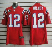 Nike Patriots -12 Tom Brady Red Alternate With C Patch Stitched NFL Elite Jersey