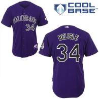 Colorado Rockies -34 Matt Belisle Purple Cool Base Stitched MLB Jersey