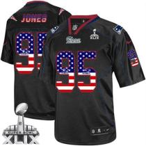 Nike New England Patriots -95 Chandler Jones Black Super Bowl XLIX Mens Stitched NFL Elite USA Flag