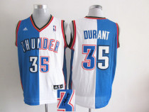 Oklahoma City Thunder -35 Kevin Durant Blue White Split Fashion Stitched NBA Autographed Jersey
