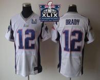 Nike New England Patriots -12 Tom Brady White Super Bowl XLIX Champions Patch Mens Stitched NFL Elit
