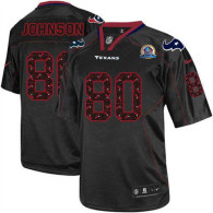 Nike Houston Texans -80 Andre Johnson New Lights Out Black With Hall of Fame 50th Patch Mens Stitche