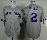 New York Yankees -2 Derek Jeter Grey Name On Back Stitched MLB Jersey