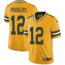 Nike Packers -12 Aaron Rodgers Yellow Stitched NFL Limited Rush Jersey