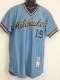 Mitchell and Ness Milwaukee Brewers -19 Robin Yount Stitched Blue Throwback MLB Jersey