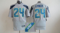 Nike NFL Seattle Seahawks #24 Marshawn Lynch Grey Alternate Men‘s Stitched Elite Autographed Jersey