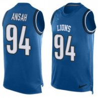 Nike Lions -94 Ziggy Ansah Blue Team Color Stitched NFL Limited Tank Top Jersey