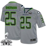 Nike Seattle Seahawks #25 Richard Sherman Lights Out Grey Super Bowl XLIX Men's Stitched NFL Elite J