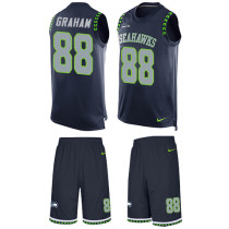 Seahawks -88 Jimmy Graham Steel Blue Team Color Stitched NFL Limited Tank Top Suit Jersey