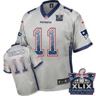 Nike New England Patriots -11 Julian Edelman Grey Super Bowl XLIX Champions Patch Mens Stitched NFL