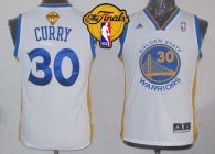 Revolution 30 Golden State Warriors #30 Stephen Curry White The Finals Patch Stitched Youth NBA Jers