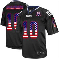 Nike New York Giants #10 Eli Manning Black With 1925-2014 Season Patch Men's Stitched NFL Elite USA