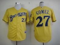 Milwaukee Brewers -27 Carlos Gomez Yellow Alternate Cool Base Stitched MLB Jersey