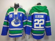 Vancouver Canucks -22 Daniel Sedin Blue Sawyer Hooded Sweatshirt Stitched NHL Jersey