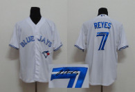 Autographed MLB Toronto Blue Jays #7 Jose Reyes White Cool Base Stitched Jersey