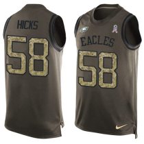 Nike Eagles -58 Jordan Hicks Green Stitched NFL Limited Salute To Service Tank Top Jersey
