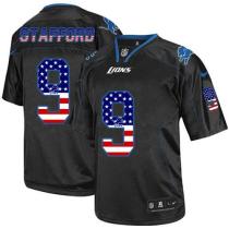 Nike Detroit Lions #9 Matthew Stafford Black Men's Stitched NFL Elite USA Flag Fashion Jersey