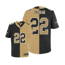 Nike Saints -22 Mark Ingram Black Gold Stitched NFL Elite Split Jersey