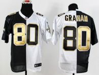 Nike New Orleans Saints #80 Jimmy Graham Black White Men's Stitched NFL Elite Split Jersey
