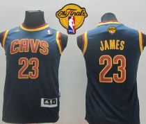 Revolution 30 Cleveland Cavaliers #23 LeBron James Dark Blue The Finals Patch Stitched Youth NBA Jer