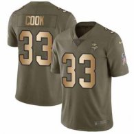 Nike Vikings -33 Dalvin Cook Olive Gold Stitched NFL Limited 2017 Salute To Service Jersey
