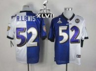 Nike Ravens -52 Ray Lewis Purple White Super Bowl XLVII Stitched NFL Elite Split Jersey