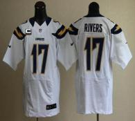 Nike San Diego Chargers #17 Philip Rivers White With C Patch Men‘s Stitched NFL Elite Jersey