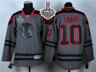Chicago Blackhawks -10 Patrick Sharp Charcoal Cross Check Fashion 2015 Stanley Cup Stitched NHL Jers
