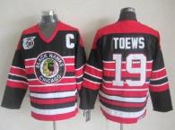 Chicago Blackhawks -19 Jonathan Toews Red Black 75TH CCM Stitched NHL Jersey