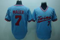 Minnesota Twins -7 Joe Mauer Light Blue Cooperstown Throwback Stitched MLB Jersey