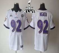 Nike Ravens -92 Haloti Ngata White Super Bowl XLVII Men Stitched NFL Elite Jersey