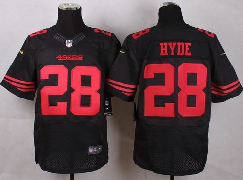 Nike San Francisco 49ers #28 Carlos Hyde Black Alternate Men‘s Stitched NFL Elite Jersey