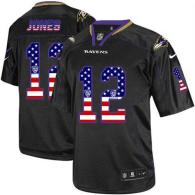 Nike Ravens -12 Jacoby Jones Black Men's Stitched NFL Elite USA Flag Fashion Jersey