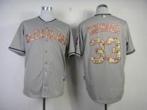Cleveland Indians -33 Nick Swisher Grey USMC Cool Base Stitched MLB Jersey