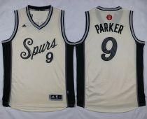 San Antonio Spurs -9 Tony Parker Cream 2015-2016 Christmas Day Stitched NBA Jersey