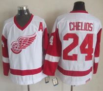 Detroit Red Wings -24 Chris Chelios White CCM Throwback Stitched NHL Jersey