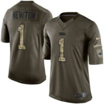 Nike Carolina Panthers -1 Cam Newton Nike Green Salute To Service Limited Jersey